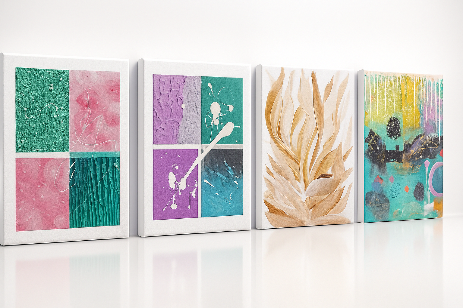 Abstraktes Acrylbild auf Leinwand in Erdtönen, handgemalt mit strukturierter Oberfläche. Moderne Wandkunst für stilvolle Interiors.